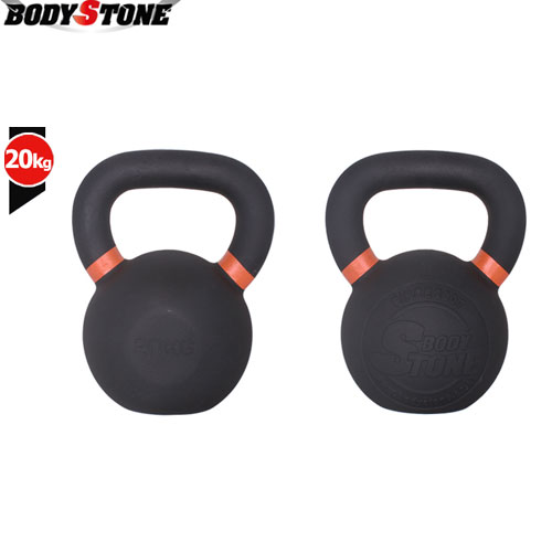 바디스톤 - 뉴 블랙분체 케틀벨 20kg/양각로고/와일드 손잡이/샌드분체도색/뛰어난 그립감/복근운동
